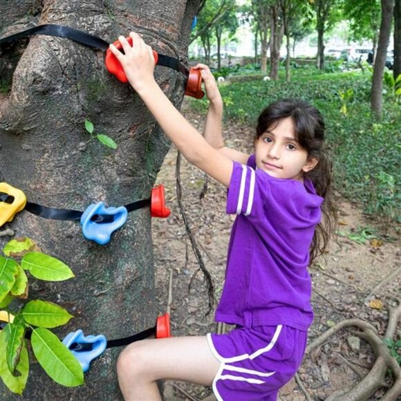 12 Ninja Tree Climbing Holds for Kids Climber, Adult Climbing Rocks with 6 Ratch - Picture 1 of 6